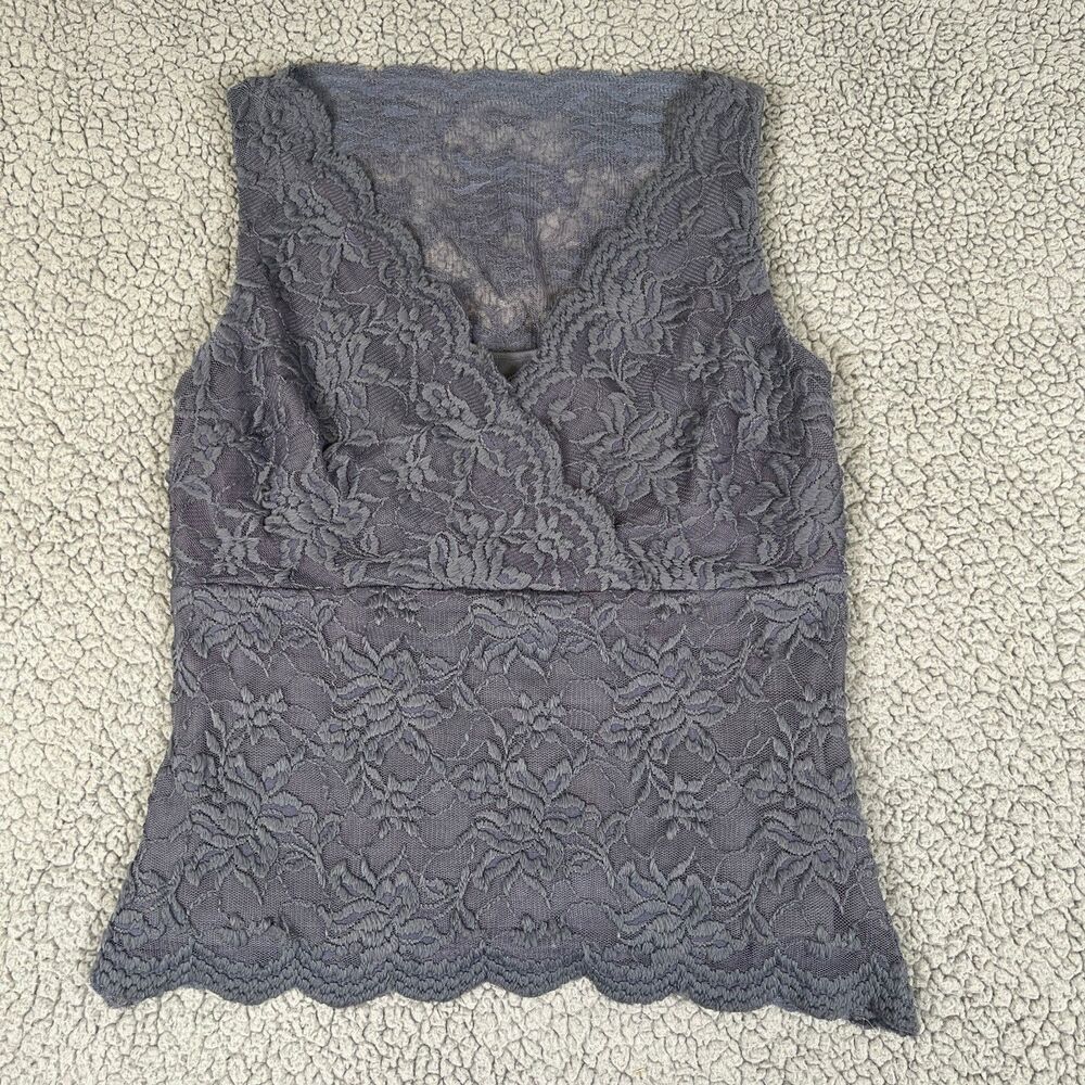 Carole Little Gray Lace Sleeveless Babydoll Cami Top Sz 8 Vintage Y2K
